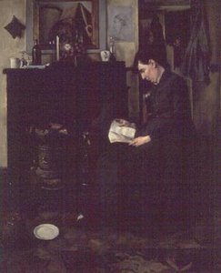 暖炉のそばで読書 作： Louis Bouchet